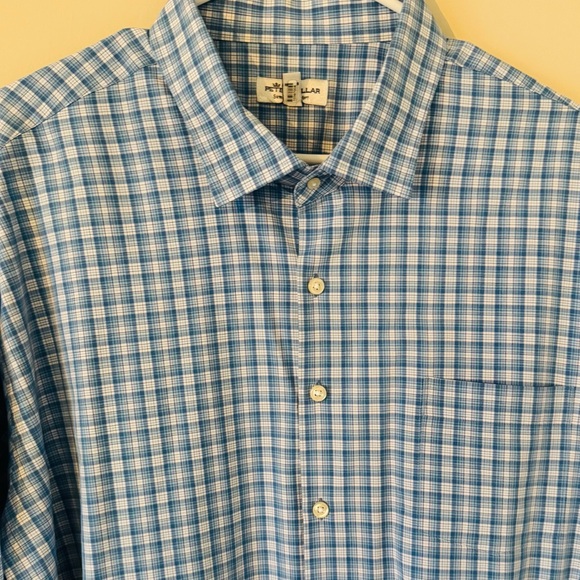 NWOT Peter Millar 100% Polyester Blue & White Men’s XXL Long Sleeve Button Up - Picture 3 of 6